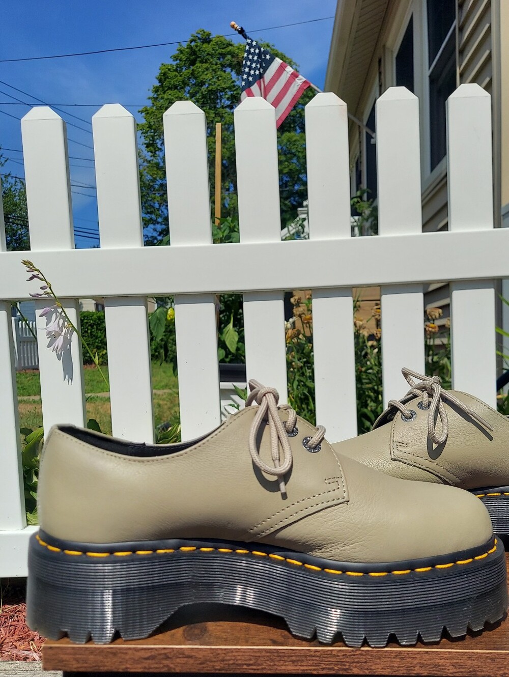 Dr. Martens 1461 Quad II Pisa Leather Tan Platform Oxford Women Size 9M Docs DM - Picture 7 of 13